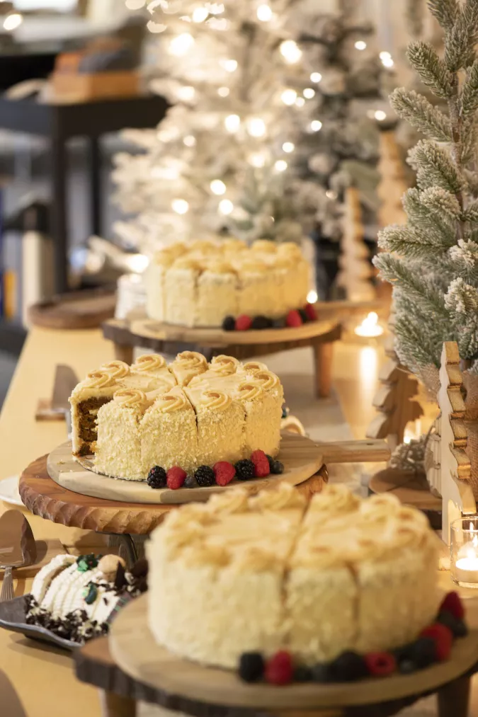 holiday party cake display 